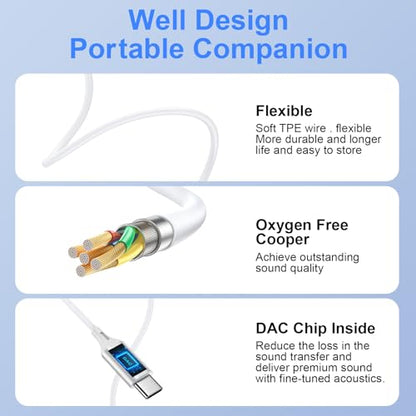 Wired Earbuds for iPhone 17/17 Pro/17 Pro Max/17e/16e/16/16 Pro Max16 Plus - color: White