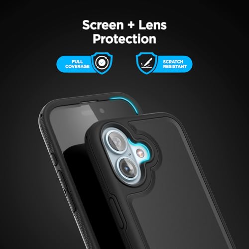 ENCASED Shockproof Case Compatible with iPhone 16 - Ultra Protective Heavy Duty Magnetic Phone Cover, Rebel Series (Black, for iPhone 16) - color: Black, size: iPhone 16