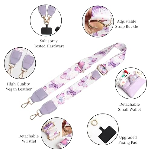 Crossbody Body Phone Holder for Women, New Phone Strap with Zippered Pouch, Adjustable Crossbody Strap - color: Lavender