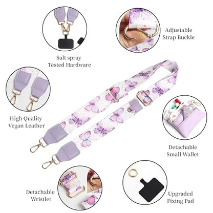 Crossbody Body Phone Holder for Women, New Phone Strap with Zippered Pouch, Adjustable Crossbody Strap - color: Lavender