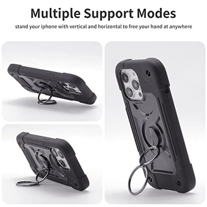 MARKILL Compatible with iPhone 14 Pro Case 6.1 Inch with Built-in Ring Stand, Military Grade Drop Protection Full Body Rugged Heavy Duty Case 3 in 1 Protective Durable Cover Black - color: Black, size: iPhone 14 Pro 6.1"