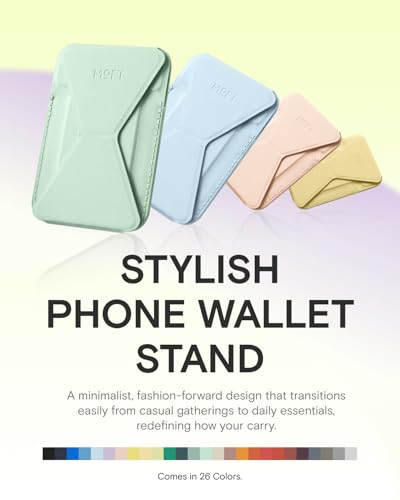 MOFT Magnetic Wallet Stand Compatible with iPhone 18/17/16/15/14/13 Series, Angle Adjustment Magsafe Compatible MOVAS Phone Stand - color: Peppermint, size: Standard