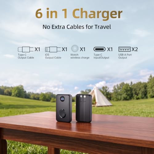 Mini 15000mAh Portable Charger Power Bank for Apple Watch Charger, PD 22.5W
