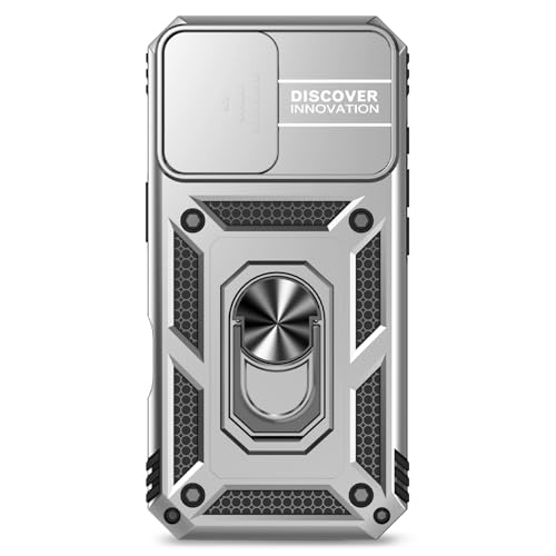 for iPhone 17 Case, with Slide Camera Cover HD Screen Protector [Military Grade 16ft. Drop Tested] Ring Holder Kickstand Protective Phone Case for Apple iPhone 17, Silver - color: Silver w/ Slide Camera 2nd gen. Military Grade