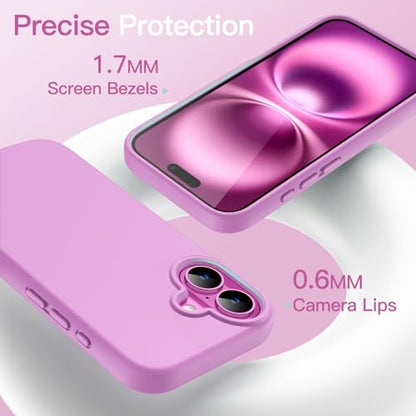 JETech Silicone Case for iPhone 16, Pink | Silky Soft Touch, Shockproof Protection, Scratch Resistant, Microfiber Lining - color: Pink, size: iPhone 16