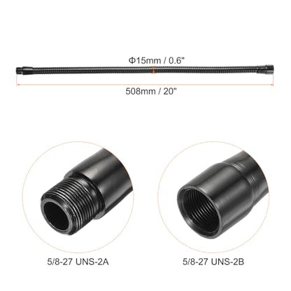 PATIKIL 20" Microphone Gooseneck, 1Pcs 5/8"-27 Thread Metal Universal Hose Flexible Arm Gooseneck Tube Extension for Multifunction DIY, Black - color: Black, size: 20"