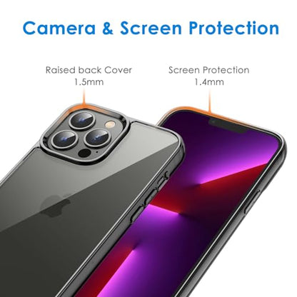 JETech Case for iPhone 13 Pro 6.1-Inch, Non-Yellowing Shockproof Phone Bumper Cover, Anti-Scratch Clear Back (Black) - color: Black