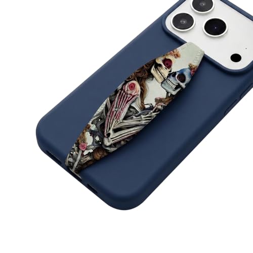 Switchbands Phone Grip Strap – Reversible Grip for Back of Phone, Anti-Drop Soft Stretchy Hand Strap, Slim & Arthritis Friendly, Universal Fit for iPhone & All – Kissing Skeleton Goth - color: Kissing Skelton