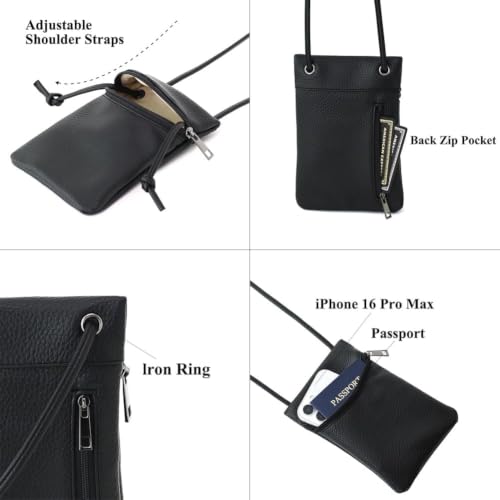 Small Crossbody Women Cell Phone Purse Wallet Bag With Shoulder Strap - color: Black-biglychee/Pvc