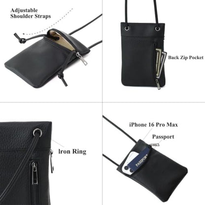 Small Crossbody Women Cell Phone Purse Wallet Bag With Shoulder Strap - color: Black-biglychee/Pvc