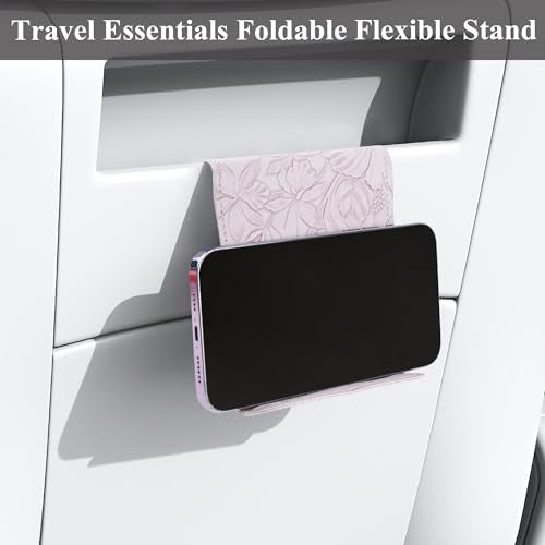 Airplane Travel Essentials for Flying Flex Flap Cell Phone Holder & Flexible Tablet Stand for Desk, Bed, Treadmill, Home & in-Flight Airplane Travel Accessories(1-Carved Purple) - color: 1-Carved Purple
