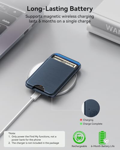 TWZKG for MagSafe Wallet, Works with Apple Find My,5 Card Holder with Stand, Magnetic Phone Wallet for iPhone 17/16/15/14/13/12 Pro Max Plus Air, RFID Blocking Vegan Leather,Blue - color: Findmy Blue