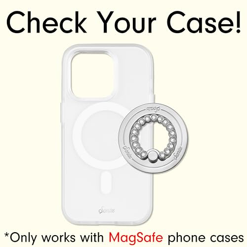 Sonix Magnetic Phone Grip and Phone Ring Holder - Compatible with MagSafe - Rotatable Kickstand and Phone Holder for iPhone 16, 15, 14, 13, 12 Series - Silver/Clear Rhinestone - color: Silver / Clear Rhinestone