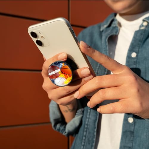 2 Pack Cell Phone Grip with Expanding Kickstand, Basketball Baseball Rugby - color: Basketball Baseball Rugby