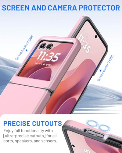 Hinge Protection for Motorola Razr 2026/2025/2024 Case (Pink) | TPU bumper & hard PC, raised camera edges, shockproof, slim, lightweight, dual-layer cover, wireless charging compatible - color: Pink