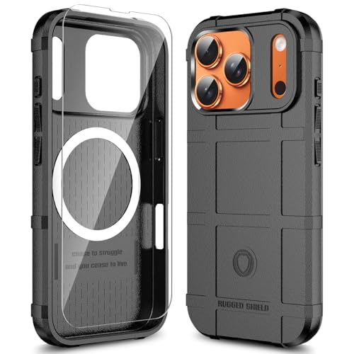 Rugged Shield Compatible with MagSafe Case for iPhone 17 Pro (6.3"), 8ft Military Drop Proof, Wear Resistant Tactical Cover, Dark Black - color: Dark Black-M, size: iPhone 17 Pro