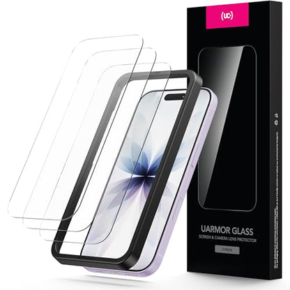 UARMOR Glass 3 Pack Screen Protector for iPhone 17, 9H Tempered Glass with Easy Installation Kits, Shatterproof, Case-Friendly Fit - HD Clear (iPhone 17) - size: iPhone 17
