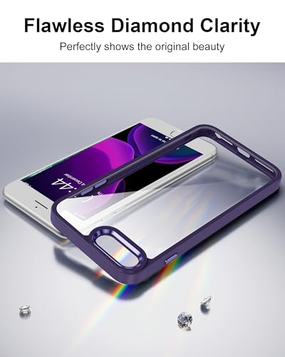 HOOMIL Case for iPhone 7 Plus/iPhone 8 Plus 5.5-Inch, Non-Yellowing, Drop Protection, Anti-Scratch Transparent Hard Back Phone Cover - Purple - color: Dark Purple, size: iPhone 7 Plus/8 Plus