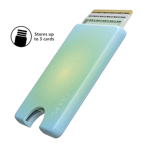 Casely MagWallet | Aura | Inner Glow | Green | Slim Wallet Card Holder | Compatible with MagSafe | Soft-Touch Hard Silicone | Holds Up to 3 Cards - color: Aura | Inner Glow | Green