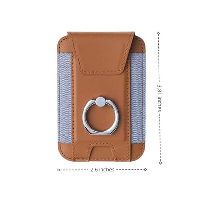 Magnetic Card Wallet Holder For Magsafe Wallets with Grip, 7 Cards Holder RFID Blocking, Ring Stand Stick on Wallet, Leather Magnetic Phone Wallet with Privacy Flap - color: brown elastic circular support