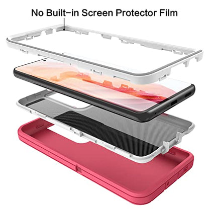 MXX Case Compatible with Galaxy S21 Ultra Case, 3-Layer Super Full Heavy Duty Body Bumper Cover/Shock Protection/Dust Proof, Designed for Samsung Galaxy S21 Ultra 5G 6.8 Inch 2021 (Pink/White) - color: Pink/White