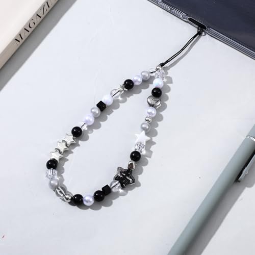 2PCS Beaded Camera Wrist Strap, Cool Black Star Phone Lanyard