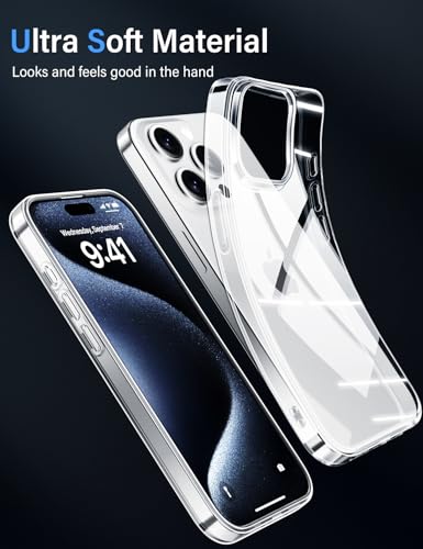 X-level Compatible with iPhone 15 Pro Case Clear Thin Soft TPU Slim Fit Mobile Phone Cover Anti-Slip Grip Scratch Resistant Phone Cases for 15 Pro - color: Clear, size: iPhone 15 Pro