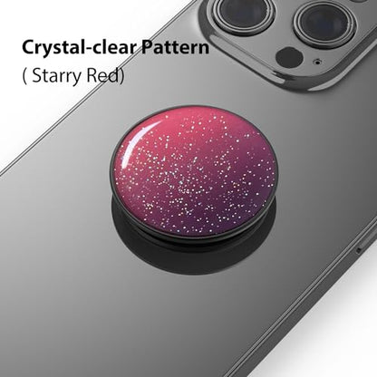 Phone Grip Holder, Phone Ring Holder Finger Kickstand, Adjustable Metal Cell Phone Rings Gripper Stand Work with Magnetic Car Mount for iPhone Samsung &Other Phones - Sky Red - color: Sky Sparkle Red