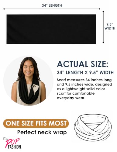 Pop Fashion Quatrefoil Pattern Infinity Scarf for Women - Travel Scarf with Hidden Pocket - All Seasons - color: All Black, size: 24.5 x 9.5