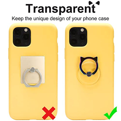 Cat Phone Ring Holder Grip- EI Sonador Transparent Cell Phone Ring Stand Holder Clear Kickstand Finger Grip, Compatible with Most of Phones, Tablets and Case (2 Colorful Cat) - color: 2 Colorful Cat