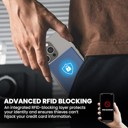 CODE 118 Wallet for Men - Slim Minimalist Aluminum Magnetic Card Holder - RFID Blocking Front Pocket Mag Safe Wallet with Strong Magnet Attachment (Pacific Blue) - color: Pacific Blue