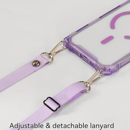 Magnetic for iPhone 17 Pro Max Crossbody Phone Case,Light Purple,Clear Magnetic Soft Frame PC Back Shockproof Protective Phone Cover with Adjustable Detachable Lanyard,Compatible with MagSafe - color: Light Purple, size: iPhone 17 Pro Max