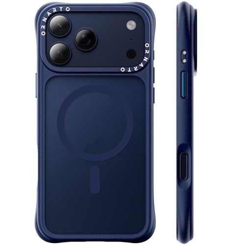 ORNARTO Magnetic for iPhone 17 Pro Max Case, Translucent Matte, Dark Blue | 20FT Military-Grade Drop Protection, Compatible with MagSafe, Slim & Lightweight, AirBuffer Corners, Gecko-Grip Interior - color: Dark Blue