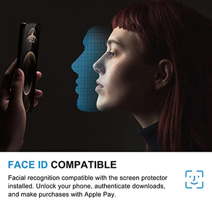 TECHO Privacy Screen Protector Compatible with iPhone 16e / iPhone 14 / iPhone 13 / iPhone 13 Pro Tempered Glass Film (Edge to Edge Full Coverage) (Anti Spy) (Case Friendly) (2 PACK) (6.1 inch)