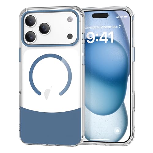 Magnetic Case for iPhone 17 Air, Crystal Clear, [Compatible with Magsafe][Military Grade Drop Protection] Anti-Yellowing Slim Shockproof Transparent Protective Phone Cover, Blue - color: Blue, size: iPhone 17 Air