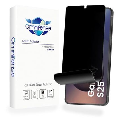 for Samsung Galaxy S25 Privacy Screen Protector 2 Pack, [Support Fingerprint Unlock] Case Friendly Shatter Proof 2 Way Anti Spy Plastic film for S25