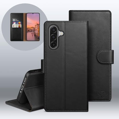 Wallet Case for Samsung Galaxy A17 5G, Black | RFID-Blocking Card Holder, Kickstand, Magnetic Closure, PU Leather Folio Flip Cover, Protective Women Men Cases - color: Black, size: SamsungGalaxy A17