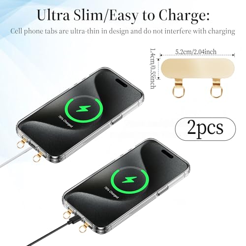 2 Pcs 2 Way Cell Phone Tether Tab, Metal Double Head Cellphone Lanyard Patch Strap Insert Phones Lanyard Tab Remote Control Tether Phone Case Lanyards With Adhesive Only for Case with Dual Holes
