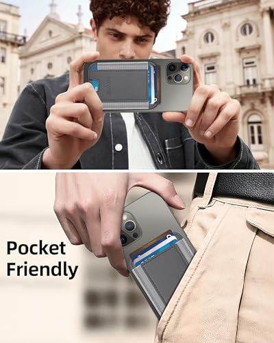 HiWe for MagSafe Wallet, 7 Cards Holder for Phone Case, RFID Blocking - color: Grey Wallet - Grey Band