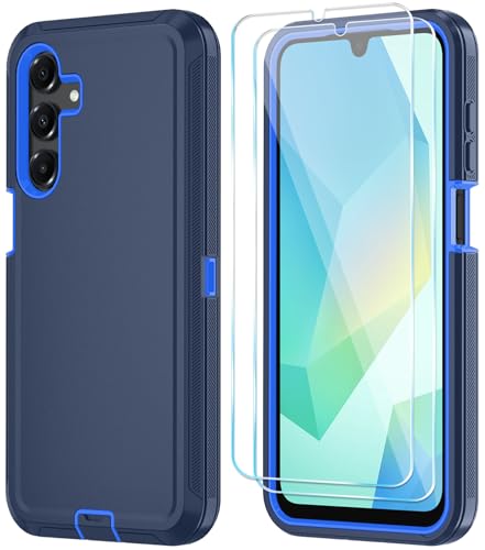 Qinmay Phone Case for Samsung Galaxy A16 5G Case with HD Screen Protector, Heavy Duty Shockproof & Dropproof 3-Layer Cover Phone Case for Galaxy A16,DarkBlue - color: Dark Blue, size: for Galaxy A16