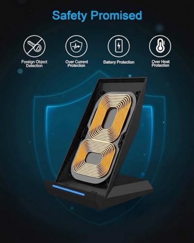 Fast Wireless Charger Stand with 30W PD Adapter for iPhone and Samsung - color: Classic Black