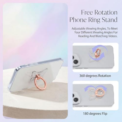 4pcs Transparent Butterfly Phone Ring Holder Clear Butterfly Phone Case Ring 360°Rotation Finger Holder Grip Compatible with Most Smartphones Tablets Cellphone Case