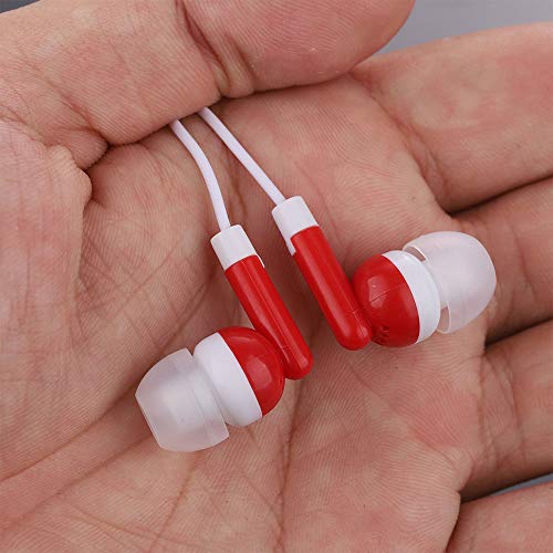 CN-Outlet Wholesale Earbuds Bulk Headphones Individually Bagged 50 Pack for iPhone, Android, MP3 Player for Schools, Libraries, Hospitals (Red) - color: Red