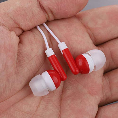 CN-Outlet Wholesale Earbuds Bulk Headphones Individually Bagged 50 Pack for iPhone, Android, MP3 Player for Schools, Libraries, Hospitals (Red) - color: Red