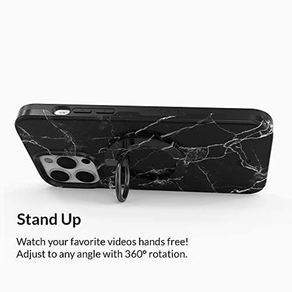 VELVET CAVIAR Compatible with MagSafe Phone Grip - Magnetic Ring Holder with Adjustable Stand - Removable MagSafe Accessories for iPhone 16, 15, 14, 13, 12 (Black Marble) - color: Black Marble