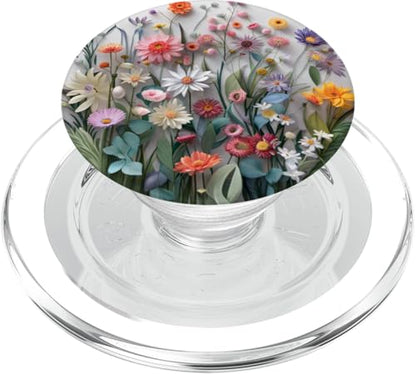 Mixed Flower Bouquet Floral Pattern PopSockets PopGrip for MagSafe - style: Magnetic PopGrip