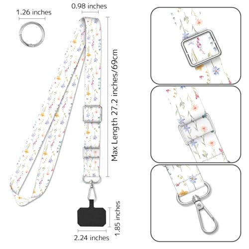 2 Pack Phone Lanyard Cell Phone Lanyard Crossbody Adjustable Phone Strap for Use Around the Neck Cell Phone Lanyard - color: Wildflower