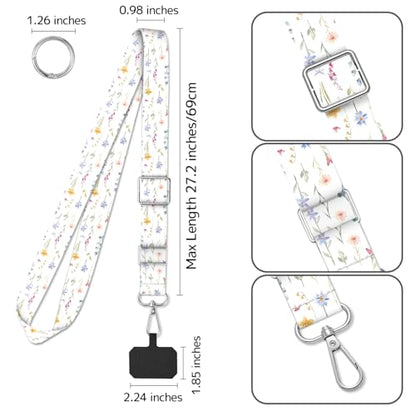 2 Pack Phone Lanyard Cell Phone Lanyard Crossbody Adjustable Phone Strap for Use Around the Neck Cell Phone Lanyard - color: Wildflower