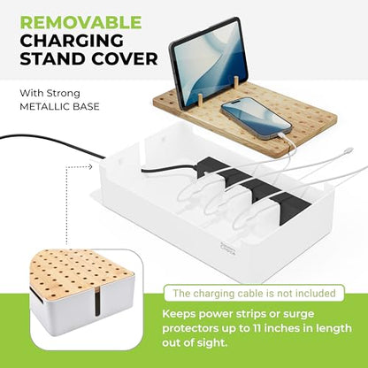 Prosumer's Choice Bamboo Charging Station - Multi Charger Organizer Desk Docking for Phones, Tablets, Laptop Wooden with Removable Dividers Cables Not Included