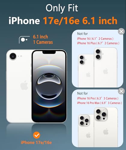 FNTCASE for iPhone 17e/16e Case Silicone Magnetic Black | Compatible with MagSafe, Screen Protector, Matte Textured, Military Grade Drop Protection Slim Rugged Shockproof Phone Cover - color: Black
